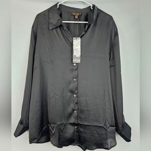 Truth By Republic Womens Black Button Up Blouse 2XL/TTG NEW With TAGS